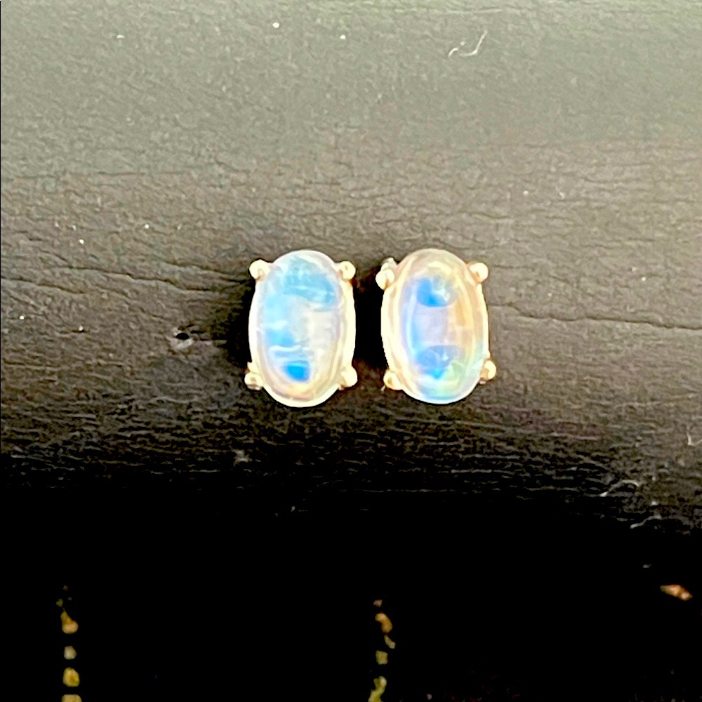 1 CT Moonstone 14KGP Stud Earrings